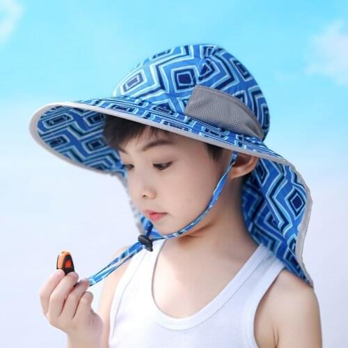 Kid Breathable Wide Brim Wide Sun Hat Summer Travel Big Beach Anti-UV Sun Protection Folding Cap for Children