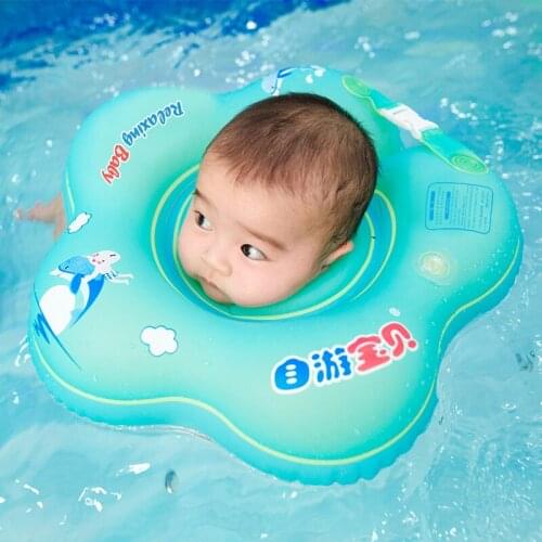 Baby Neck ring 0-8 month babe inflatable neck ring new green petal safety Swimming circle pool float for childs bathing toys