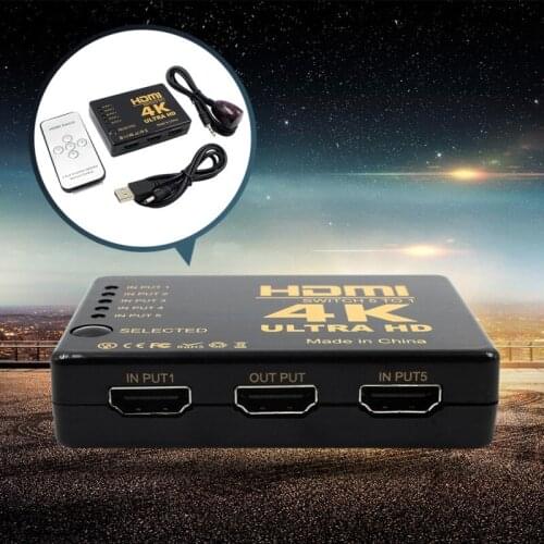 HDTV 1080p 5-Port Switch Selector Splitter Hub iR Remote 3D 4K*2K HDMI Switcher