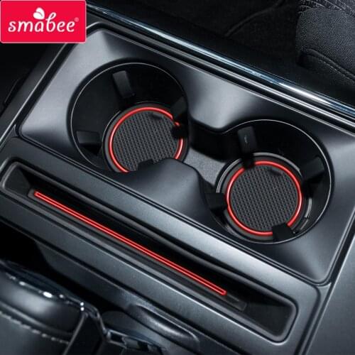 Smabee Gate Slot Cup Mats Fit for Ford F150 2021 F-150 Raptor Accessories Anti-Slip Door Groove Pad Rug Rubber Mat Car Styling