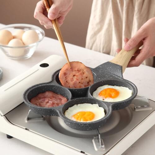 4-hole Omelet Pan Non-stick Burger Eggs Ham PanCake Maker Frying Pans Breakfast Grill wok Cooking Pot No Oil-smoke pan