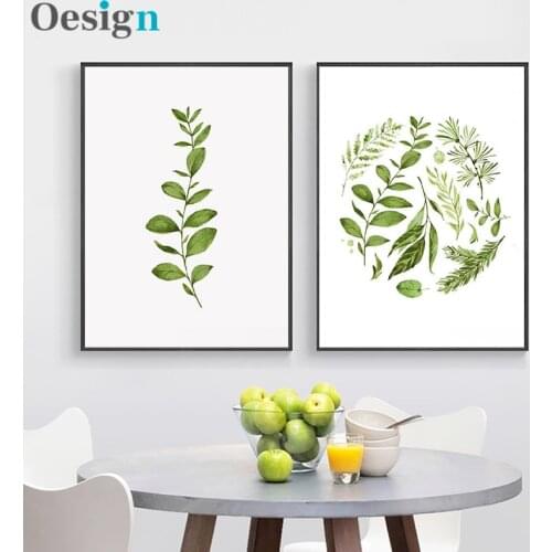 Minimalist Mural Color Leaf Fern Leaf Canvas Printmaking Painting Scandinavian Style Plant Wall Furniture Decoration Poster Art