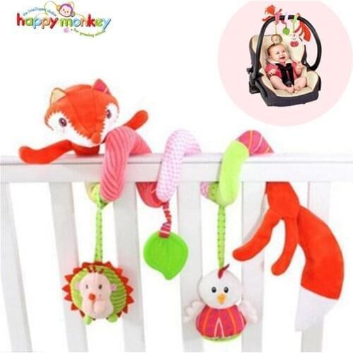 Happy Monkey Baby Multifunctional Fox Rattles Strollers Car Bed Hanging Infants Doll Plush Toys Newborn Baby Kids Plush Toys