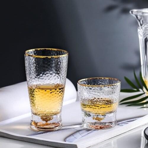 Japanese Style Gold Foil Hammer Glass Creative Phnom Penh Cup Milk Cup Household Glass Cups