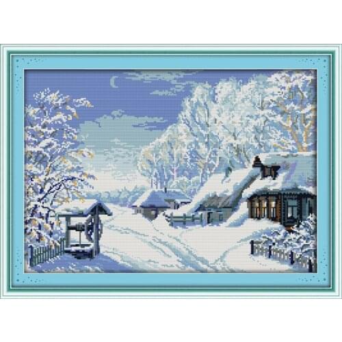 The middle of winter cross stitch kit landscape18ct 14ct 11ct count printed canvas stitching embroidery DIY handmade needlework