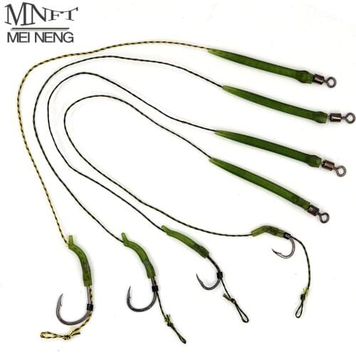 MNFT 20Pc Carp Fishing Rig Non-stick Coating Hook Link Ready Made Combination Ready Tied Hair Carp Chod Barbel Rigs Made Fishing