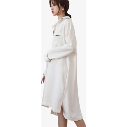Yomrzl A387 New arrival spring and autumn womens nightgown white one piece sleepwear long sleeve sleep dress indoor clothes