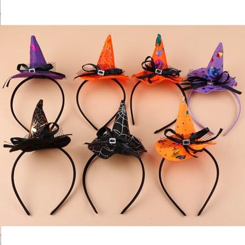 1pcs Halloween Girls Headband Witch Cosplay Headdress Pumpkin Hair Hoop Party Decor