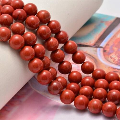 Natural Stone Bead Smooth Red Jasper Round Loose Beads for Jewelry Making DIY Bracelet Accessories 4/6/8/10 Mm