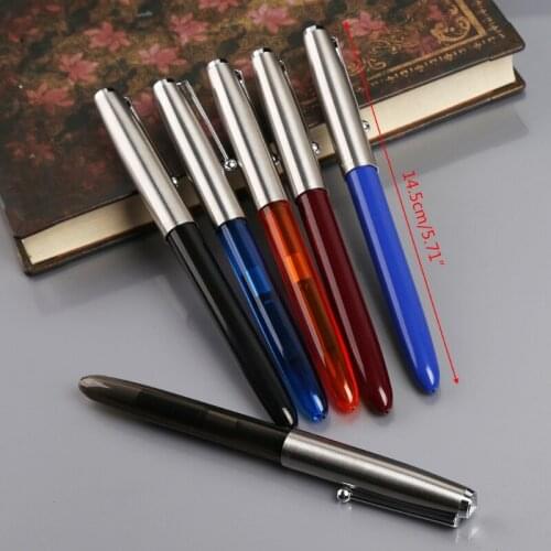 Vintage Stainless Steel Cap Fountain Pen 0.38mm Nib Business Office Gift K5DB