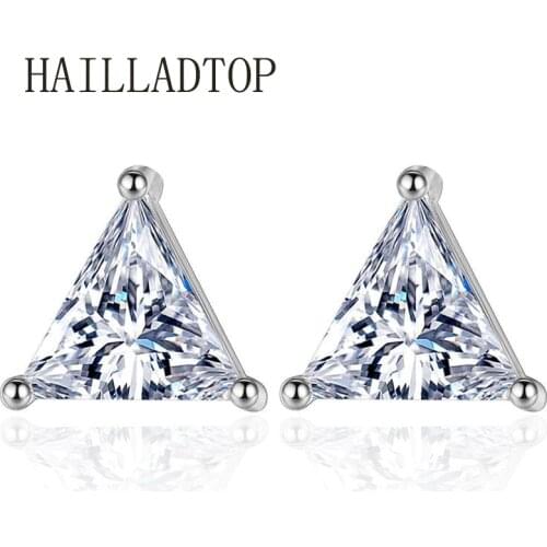 Fashionable Full Crystal Stud Earring With CZ Diamonds Lady Trendy Coroa Brincos Pendiente Women Men Earrings Triangle Jewelry