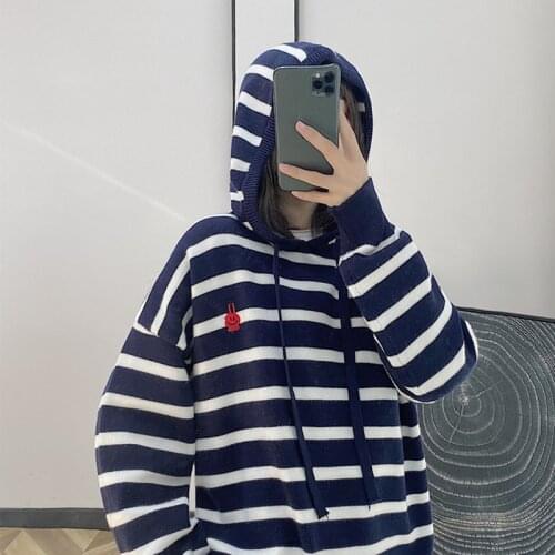 Wool Sweater Pullover Hoodie Women Tops Large size loose Cashmere Korean Fashion Knitted Long Sleeve Vintage