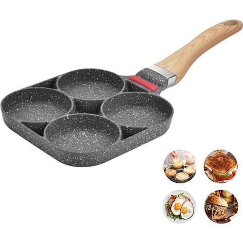 4 Holes Fried Egg Frying Pan Aluminum Egg Omelet Pan Non-stick Pancake Steak Omelette Kitchen Cooking Breakfast Maker Gas Stove