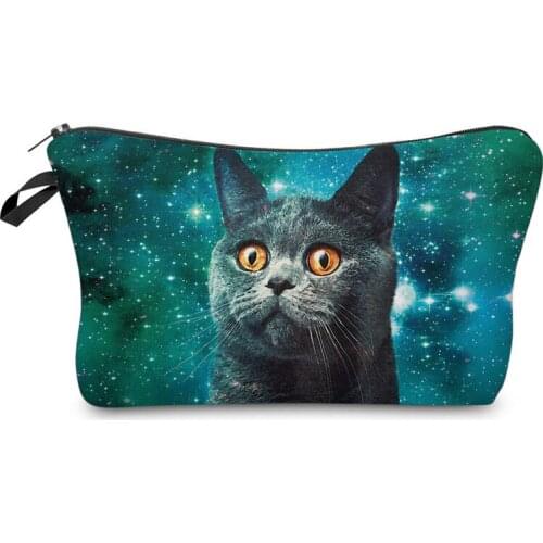 Animal prints makeup Bags Girls Travel cosmetic bag lipstick liquid foundation storage bags with cute Cat patterns