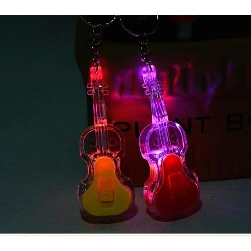 2019 LED Plastic Violin Keychain Flashlight Violin Key Holders Violin Key Ring for Music Gifts W9260