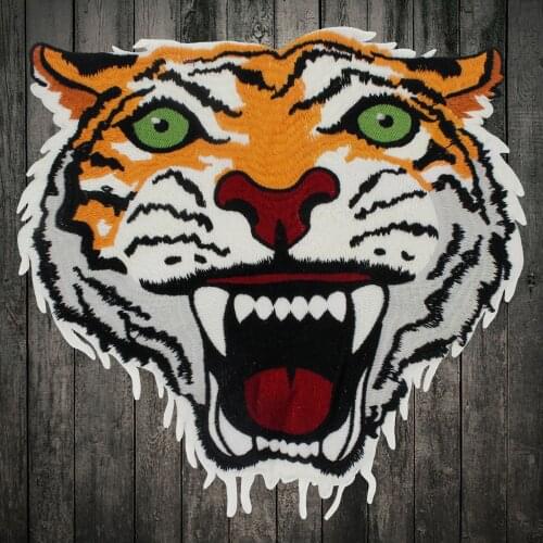 Embroidery sew on the new large patches stick applique cartoon tiger head patch clothing textiles clothing diy craft decoration