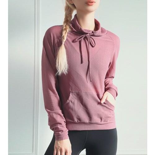 SALSPOR Women Long Sleeve Hooded Sport Shirt Autumn Fitness Workout Gym Clothes Quick Dry Mesh Loose Running Sportswear Female