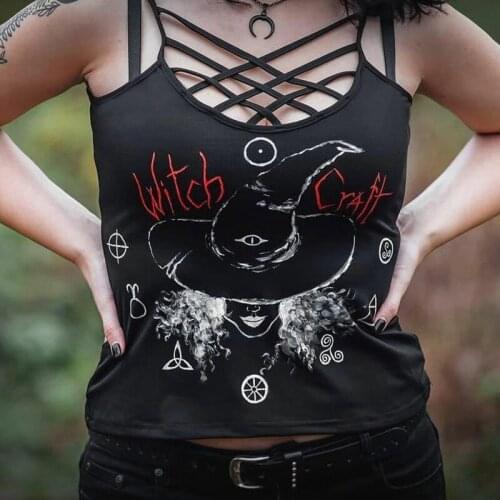 Goth Womens Tops Street Style Gothic Slim Bodycon Printing Solid Tank Top Women U-neck Sleeveless Camis for Women Spring Summer