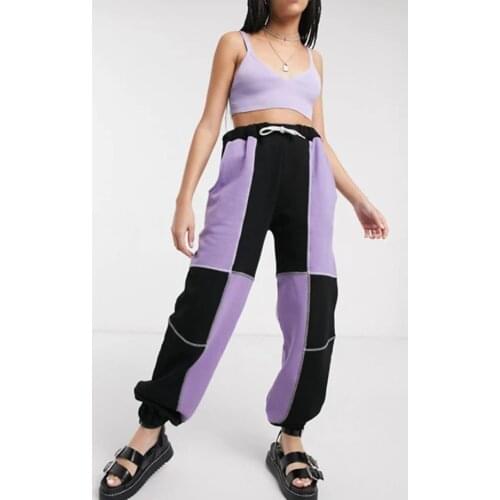 The Raggest Priest Block Color Relax Women Jogger Tracksuit