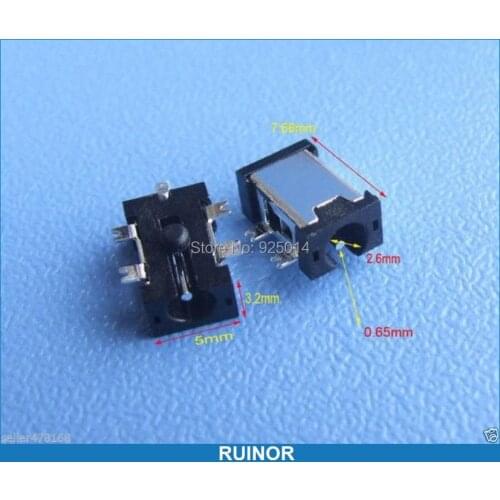 10PCS 2.5mm X 0.7mm DC socket 0.65mm pin SMD SMT for Tablets Power Charger Plug