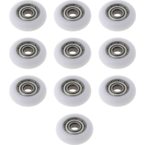 10 Pcs 5x23x7.3mm Nylon Plastic Carbon Steel Bearings Pulley Wheels Embedded Groove