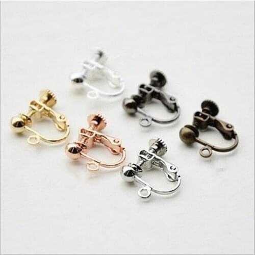 10pcs/lot Silver Gold Bronze Screw Earring Clip No pierced Ear Wire Clip Stud Earrings DIY Jewelry Making Findings Z252