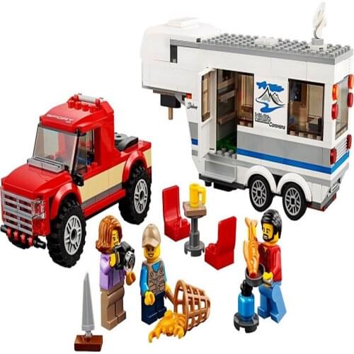 10871 Transportation: Parent-child Camping Car 60182 Childrens Building Block Toy Gifts