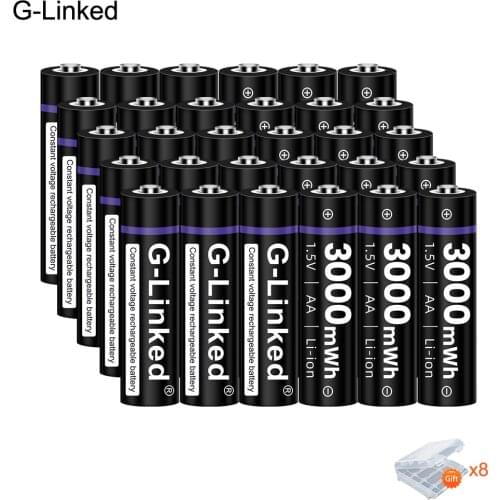 30PCS AA 1.5V Li-ion Rechargeable Battery 3000mWh 1.5V AA Lithium Rechargeable Battery AA 1.5V Batteries for Remote Control AA