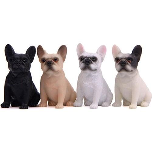 4pcs/lot Kawai 6.6cm Bulldog Model Car Ornament Toys Resin Zakka Bulldog Corgi Figure Toys Home Decor Ornaments