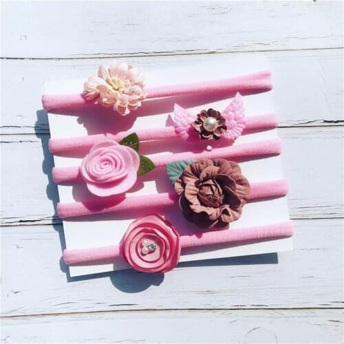 5PCS Five piece set Korean flower childrens nylon hair band set baby shooting props Headwear Gift Hair Accessories