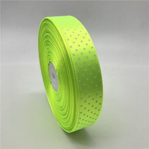 5Yards 1" 25mm Green Printing Polka Dot Satin Ribbon Hair Bow Christmas Wedding Decoration DIY Sewing Craft
