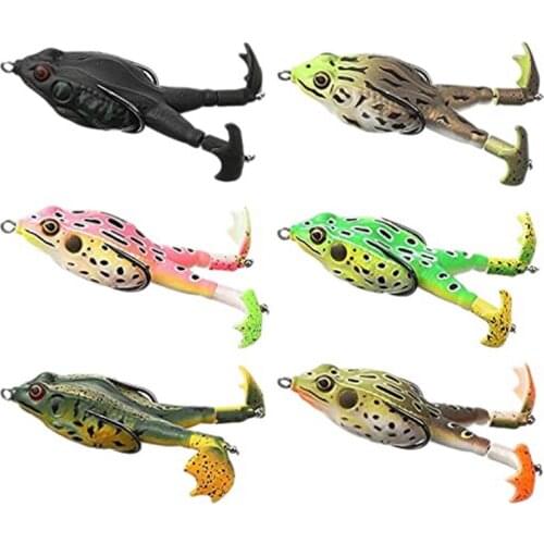 6 Pcs Frog Lures Double Propeller 3D Eye Lifelike Frogs Soft Bait High Simulation Soft Silicone Fishing Lures Prop