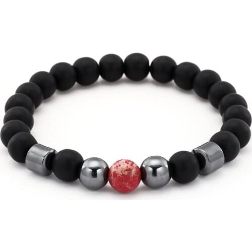 8mm Natural Matt Black Onyx Beaded Bracelet Powerful Magnet Stone Spacer Beads Bracelet for Men Lovers Jewelry Gift Wholesale