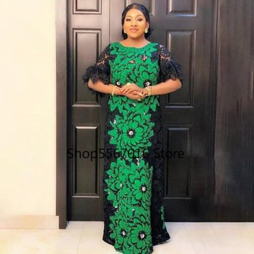 African Guipure Lace Dresses Plus Size Women Kaftan Abaya Ankara Wax Patchwork Dashiki Dress 2021 Fashion Party Gowns Outfits