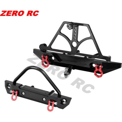 Aluminum Front Rear Bumper Bull Bar W/ Spare Tire Carrier For 1:10 Axial SCX10 JEEP SCX10 II RC Car