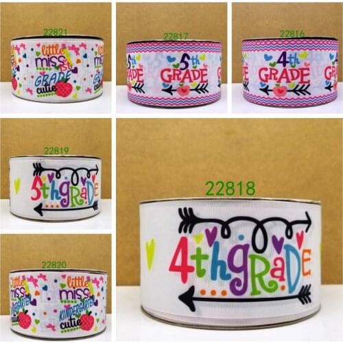 Free shipping 50 yard cartoon back to school printed grosgrain ribbon 22821