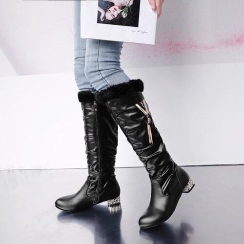 Plus Size 9 10 11 12 boots women woman winter boots women women shoes botas Water drill tassel pendant side zipper flap