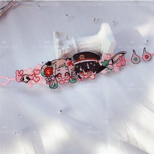 Handmade Jibaku Shounen Hanako-kun Toilet-bound Embroidery Bracelet Wristlet Anime Cosplay Props Nene Yashiro Wristband Gift