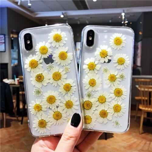 DIFFRBEAUTY Real Flowers Dried Flowers Transparent Soft TPU Cover For iPhone X 6 6S 7 8 plus Phone Case For iphone XR XS Max