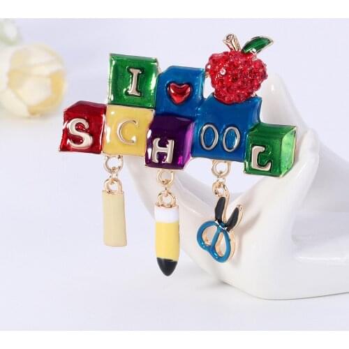 Enamel School Brooches Stationary Tools Party Casual Brooch Pins Gifts