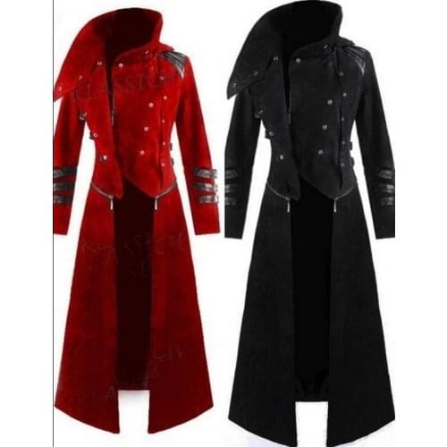 European and American mens coat retro autumn and winter windbreaker stage court gentleman style stand collar slim party dress