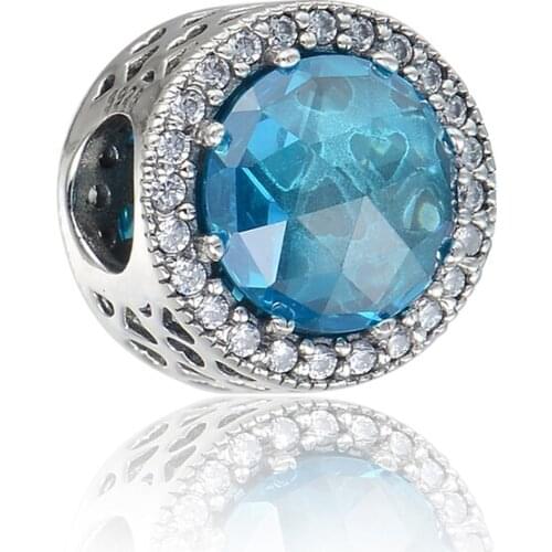 Fits Brand Charms Bracelet 925 Sterling Silver Beads Love Sky Blue Crystal & Clear CZ DIY Fashion Jewelry wholesale FL293