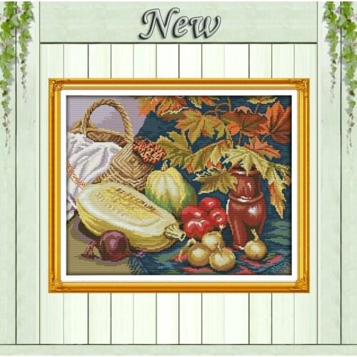 Fruits and vegetables home wall decor paintings count print on fabric DMC 14CT 11CT Cross Stitch Needlework kits Embroidery Sets
