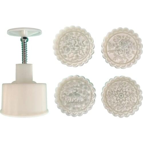 H051 Plastic Mooncake Mold 150g Flower Stamp Cookie Cutter Mould DIY Baking Accessories Mid-Autumn Festival Kitchen Gadgets