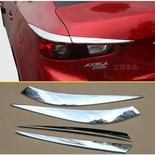 4Pcs/Set Chrome Cover Tail Light Trims For 2014-2018 Mazda3 Mazda 3 BM BN Sedan High-gloss Chrome Trims Exterior Accessories