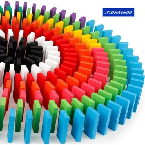 JYCONWENOD Brand 120pcs/set Domino Toys Children Wooden Toys Colored Domino Blocks Kits Dominoes Games Educational Children Toys