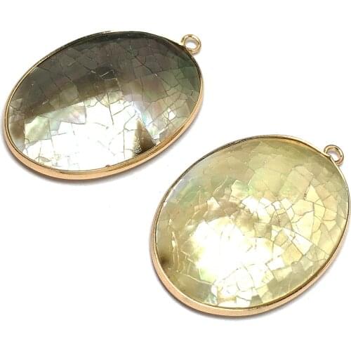 Natural Stone Shell Pendant Crack Surface Charms Pendants For Jewelry Making DIY Necklace Accessories