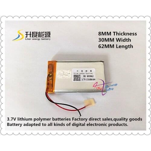 Best battery brand 1500mah 3.7V 803062 083062 MP3 MP4 MP5 polymer lithium battery GPS Bluetooth game machine