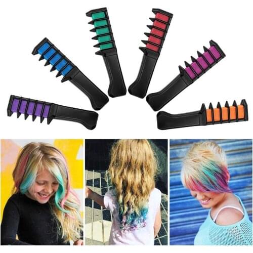 Fashion 6 Colors Mini Hair Temporary Chalks Crayons Hair Dye Comb DIY Styling Tools Temporary Hair Dye Cream For Women Men