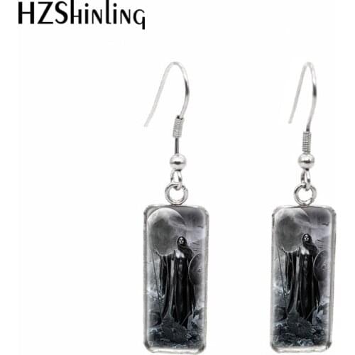2020 New Norse Goddess Freya Earring Paintings Rectangular Hook Earrings Glass Cabochon Jewelry Handmade